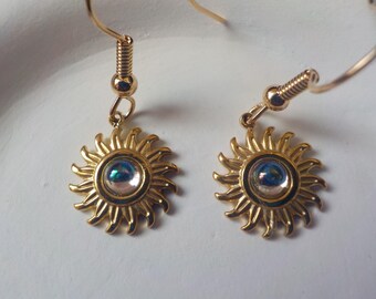 orecchini sole, orecchini sole e luna, orecchini placcati oro