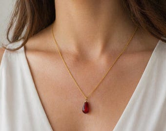 Pomegranate necklace, Persian necklace, Red necklace, Pomegranate seed, Glass pomegranate, Pomegranate gift, Gift For Her