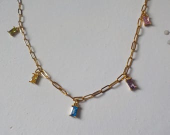 Stern-Charm-Halskette, minimalistische Edelstein-Halskette, Glücks-Halskette, Stern-Charm-Halskette, Charm-Halskette