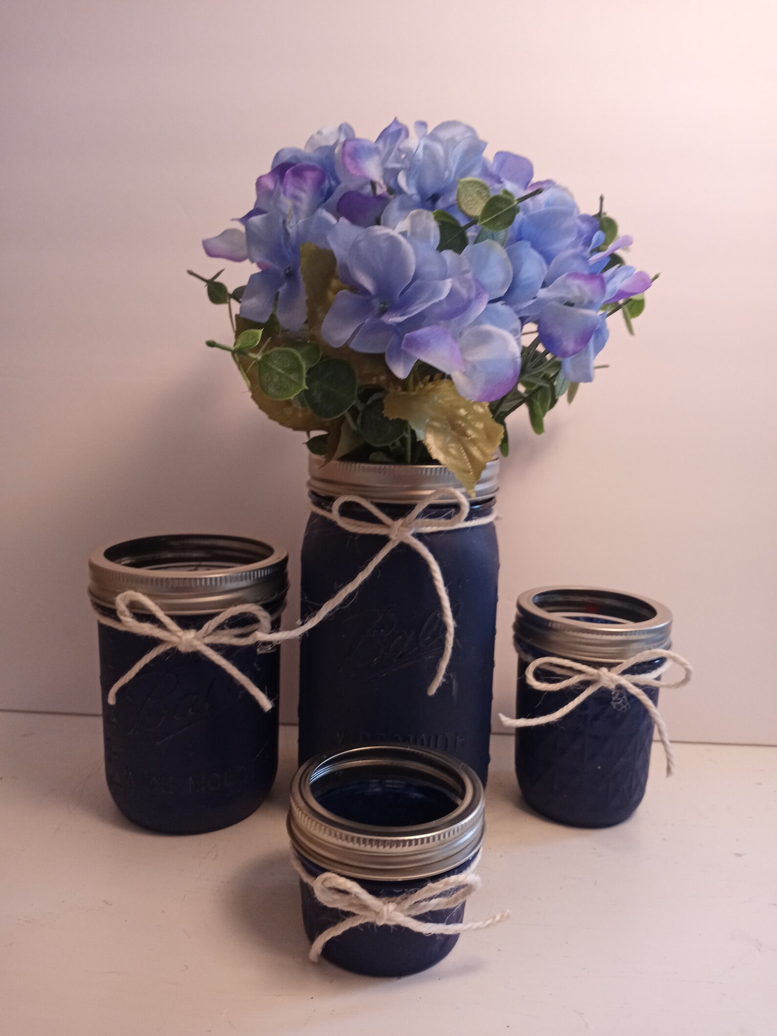 Baño de tarro de albañil de 4pc en azul marino con recorte de | Etsy