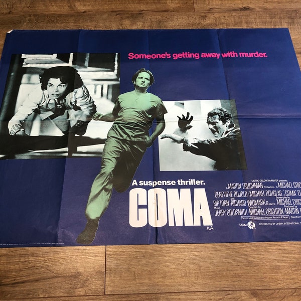 Coma - Póster cuádruple de cine original del Reino Unido (1977)