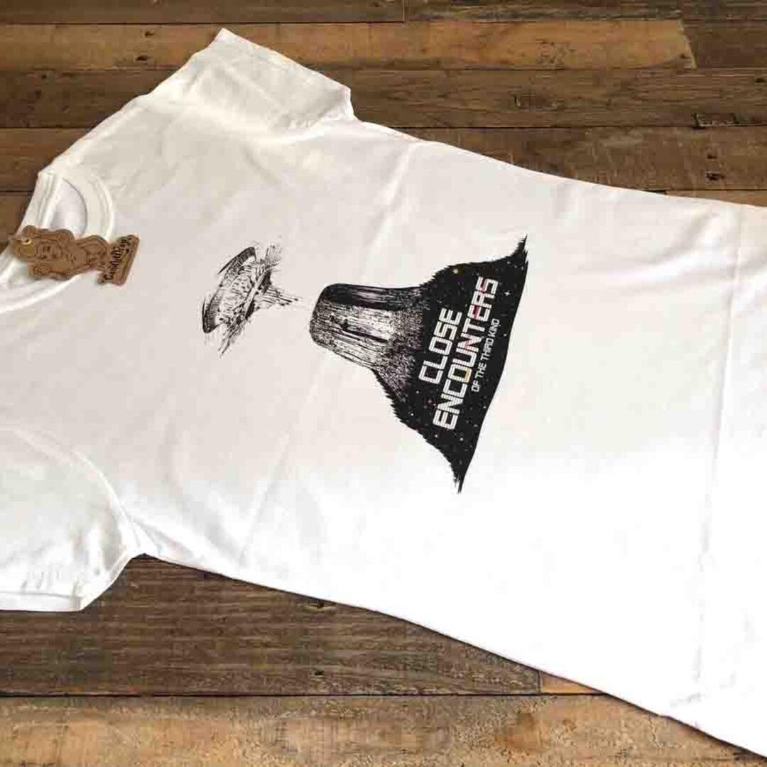 T-shirt Rencontres Du Troisième Type (Close Encounters) - Design Devils Tower - Bleu Royal - Neuf Avec étiquettes