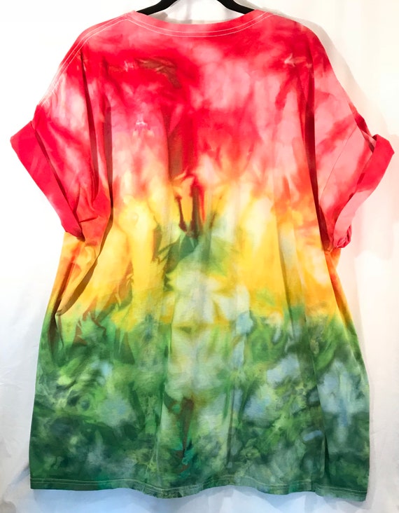3xl Glace Rasta Teinture Tie Dye T Shirt Rouge Jaune Vert Cool Unique Unisexe Adulte Tye Dye Ainsi Que Les Femmes De Taille Hauteur Et Grands