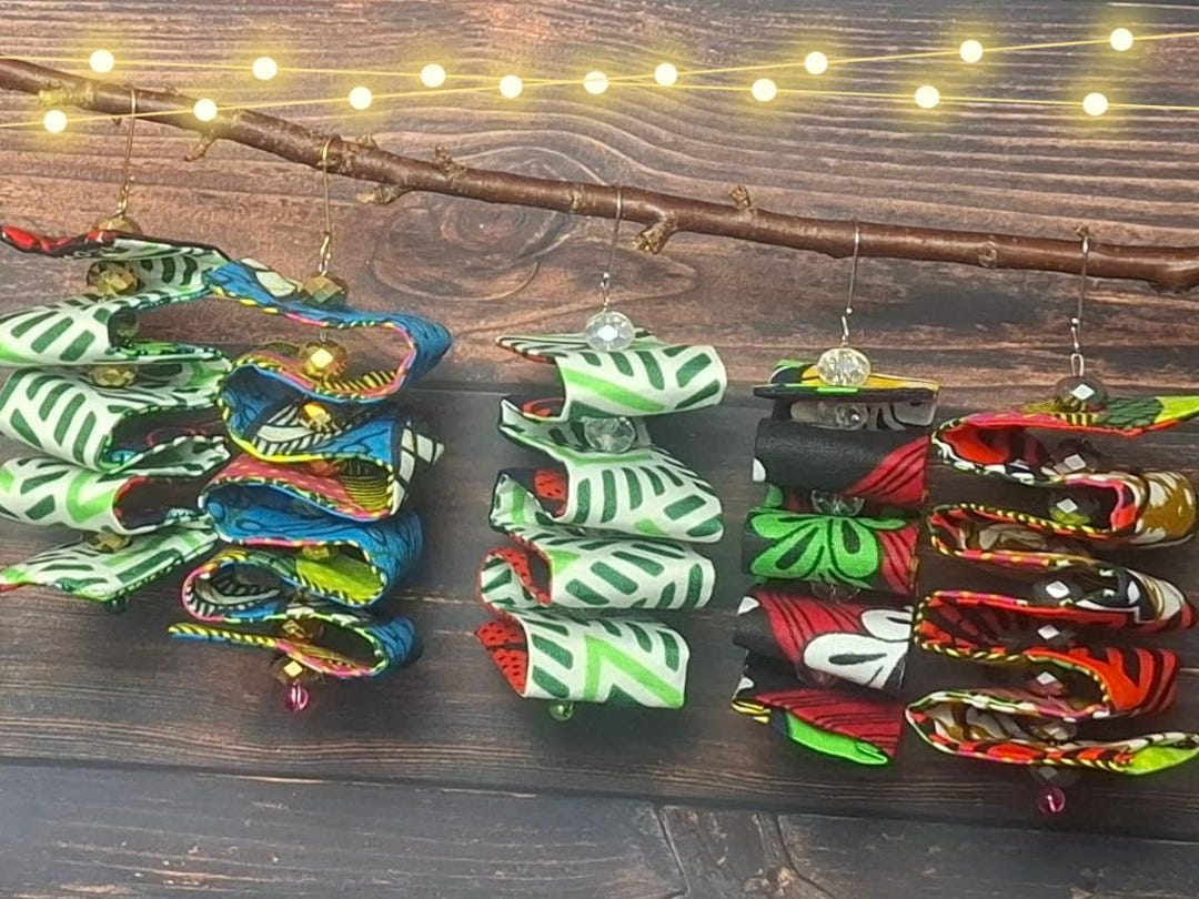 African Print Fabric Ribbon Candy Christmas Decorations - Etsy