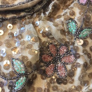 Vintage Beige Lino de lentejuelas Bolsa de noche