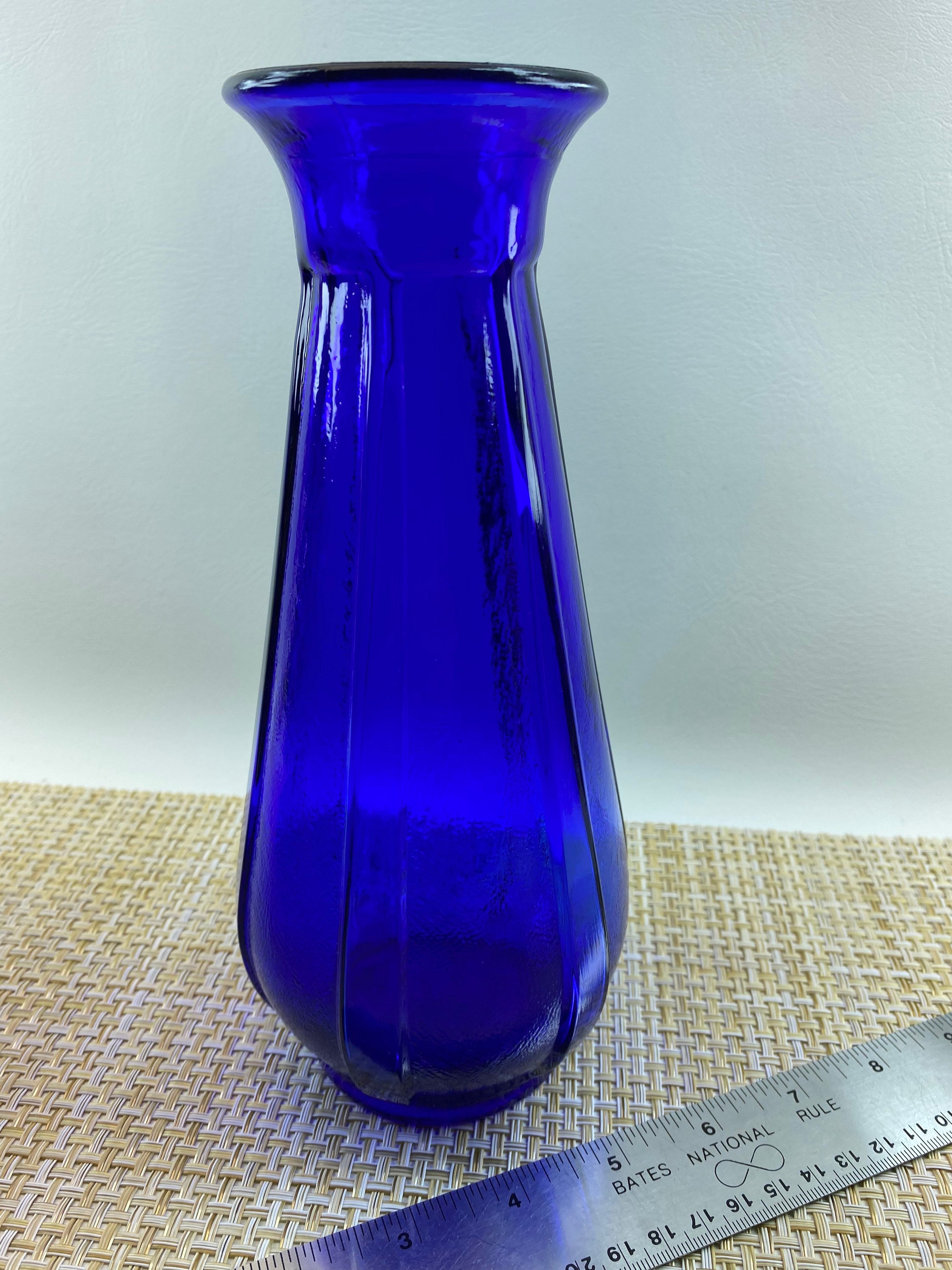 Vintage Cobalt Blue 9 Paneled Vase Depression Glass Etsy