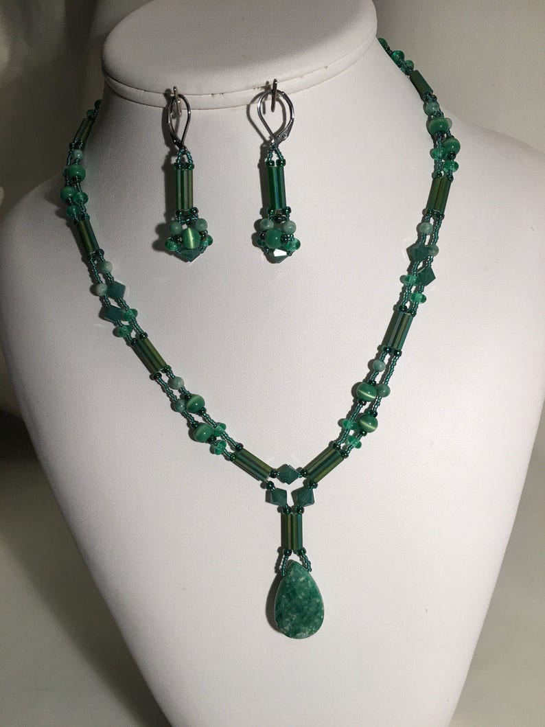 Green Russian Amazonite Pendant With Beaded Beads and - Etsy