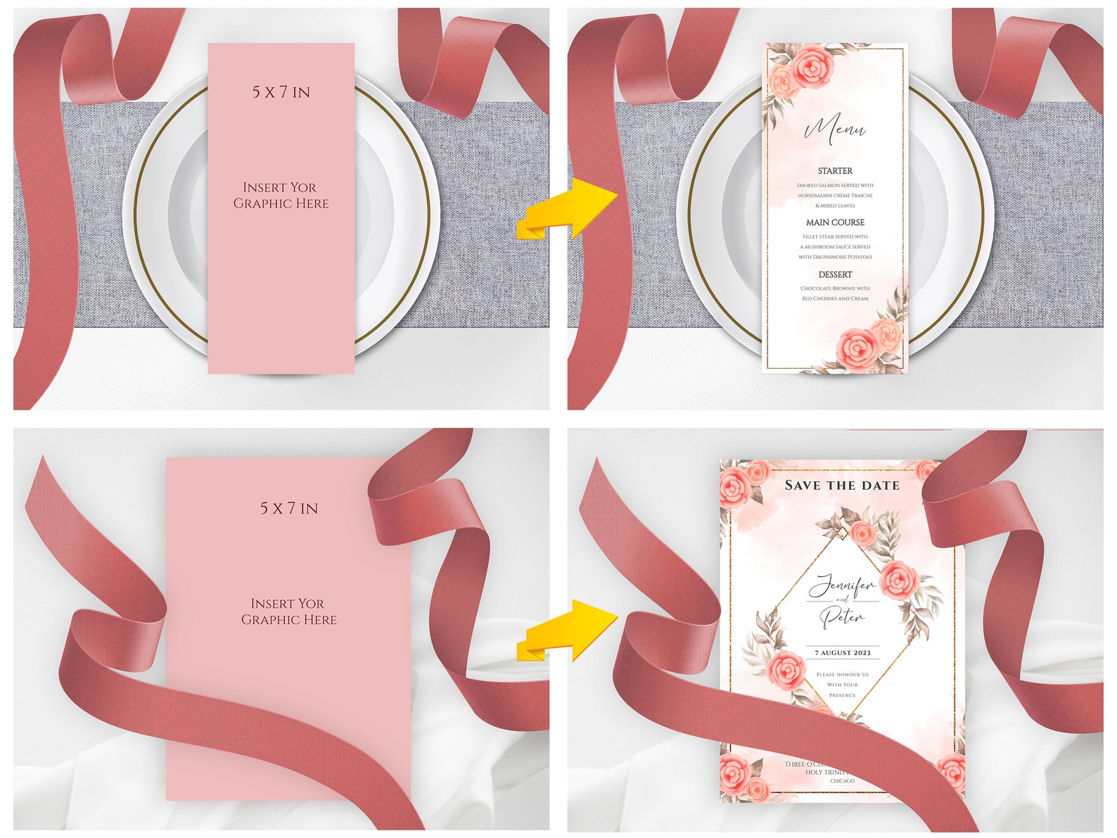 Download Ribbon Mockup Bundle / Wedding Mock up Bundle / Invitation set | Etsy