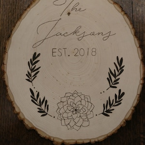 Engraved Family Name Tree Stump