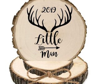 Cake Topper / Baby Shower / Antlers / Woodland / Arrows / Mountains / Adventure / Rustic / Tree Stump