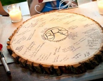 Guest Book Signing Tree Stump | Guest Log | Centerpiece | Wedding | Anniversary | Birthday | Eagle Scout | Engraved