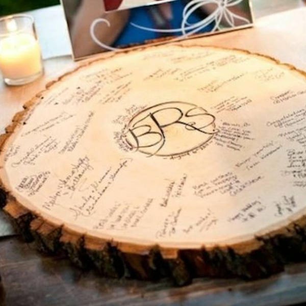 Guest Book Signing Tree Stump | Guest Log | Centerpiece | Wedding | Anniversary | Birthday | Eagle Scout | Engraved