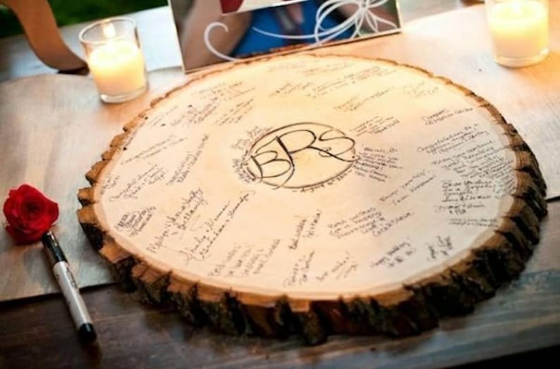 Guest Book Signing Tree Stump | Guest Log | Centerpiece | Wedding | Anniversary | Birthday | Eagle Scout | Engraved 