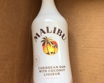 Malibu Coconut Rum Empty Liquor Bottle with cap great for crafts