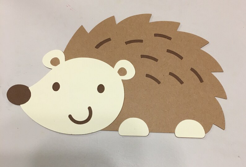 5\u201d or 2.5\u201d Hedgehog Woodland cutout Hand layered card stock paper