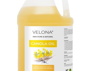 velona Canola Seed Oil 1 Gallon / 128 Fl Oz | 100% Pure and Natural Carrier Oil | Refined, Expeller pressed | Cooking, Dressing, Skin & Hair