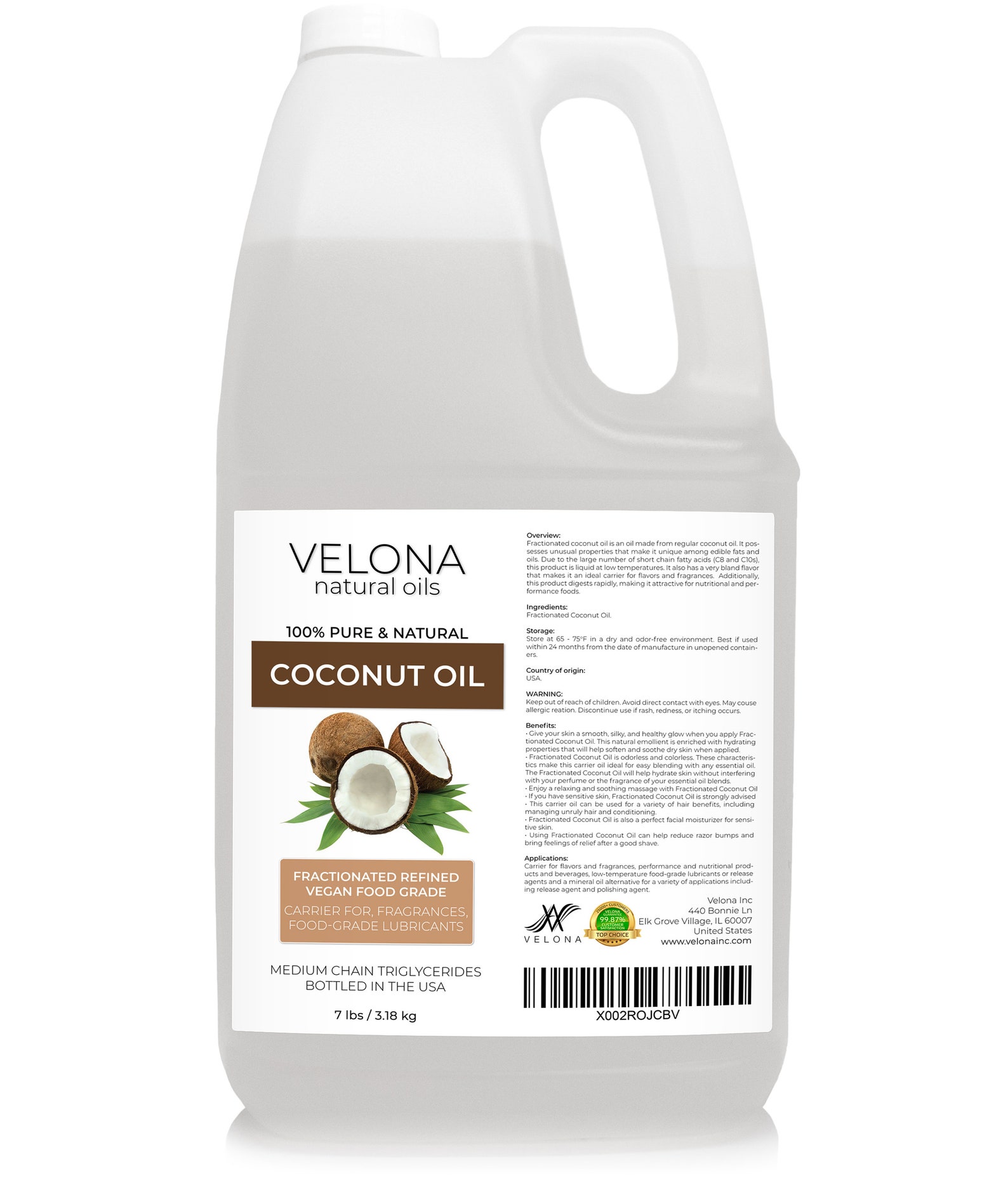 Coconut Oil by Velona 2 oz 7 lb 100 Pure and Natural Etsy