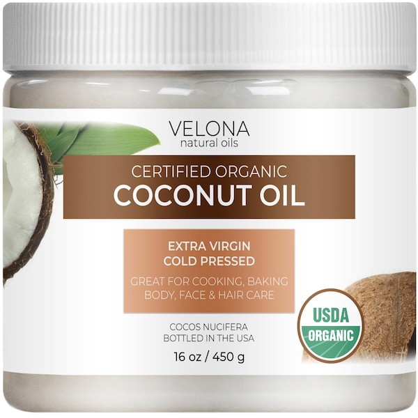 Velona USDA Certified Organic Coconut Oil Extra Virgin 2oz-7lb | Food and Cosmetic Grade Extra Virgin, Cold Pressed | Skin, Body, Hair Care