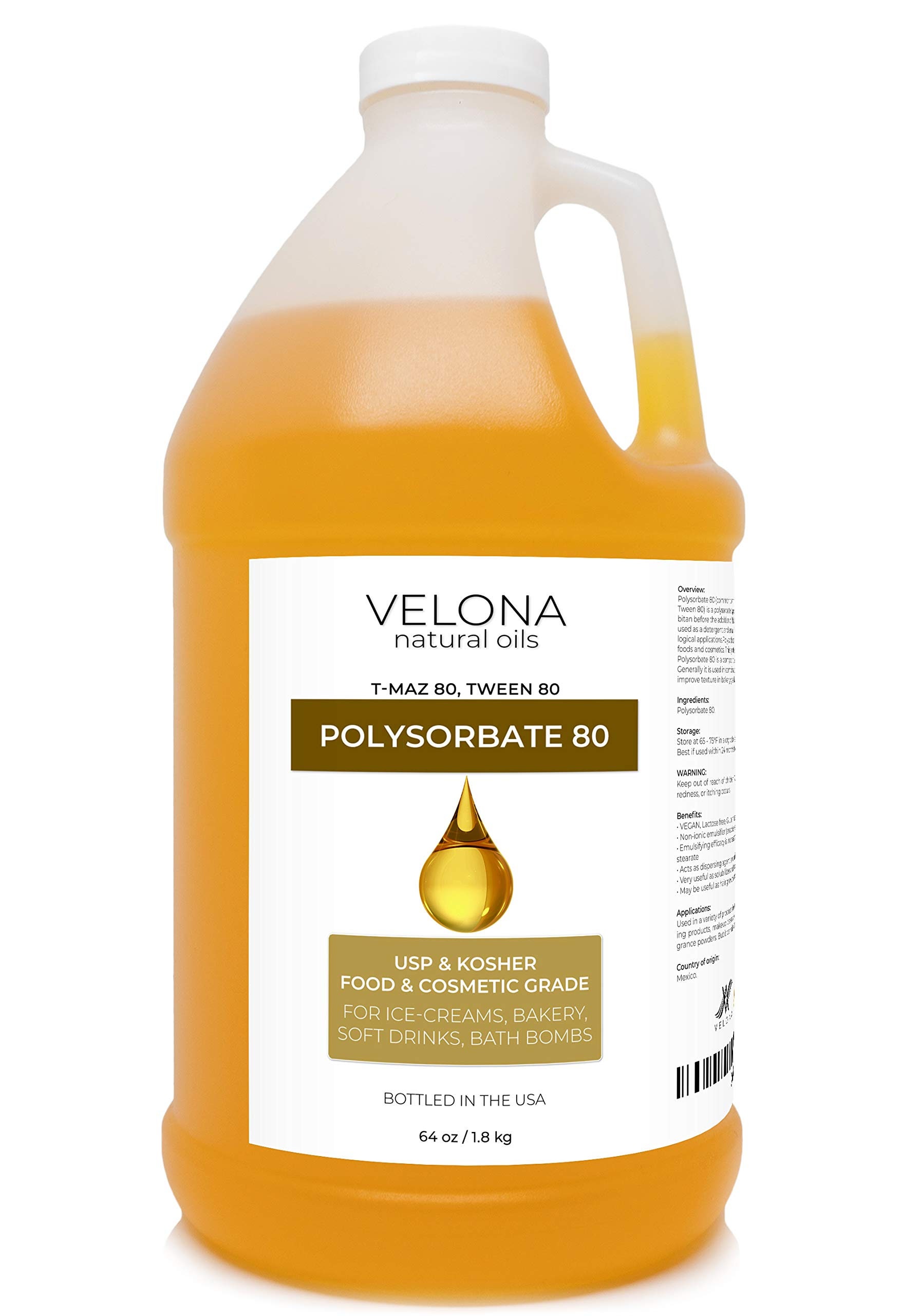 Polysorbate 20 Cosmetic Grade (118 mL / 4 Ounce) Liquid Solubilizer and  Emulsifier for Oil-in-Water Tween 20 Humectant for Skin Care Products by