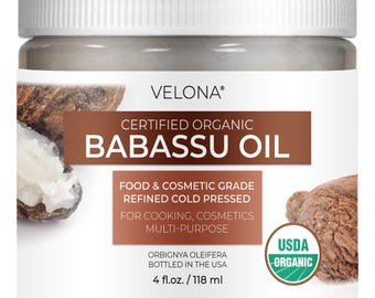 velona Babassu Oil USDA Certified Organic - 4 Fl Oz 100% Pure and Natural Carrier Oil | Refined, Cold Pressed | Face, Hair, Body, Skin Care