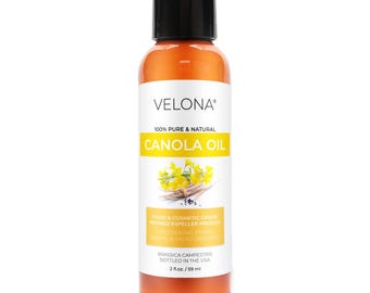 velona Canola Seed Oil 2 Fl Oz | 100% Pure and Natural Carrier Oil | Refined, Expeller pressed | Cooking, Dressing, Skin & Hair