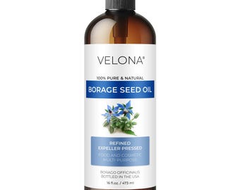 Borage Seed Oil by Velona 2 Fl Oz- 7 lb | 100% Pure and Natural Carrier Oil | Refined, Expeller pressed | Skin, Face, Hair Care