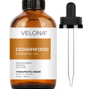 Velona Cedarwood Essential Oil - 4 oz | 100% Pure and Natural | Undiluted, Therapeutic Grade | for Face, Hair, Skin, Aromatherapy, Massage