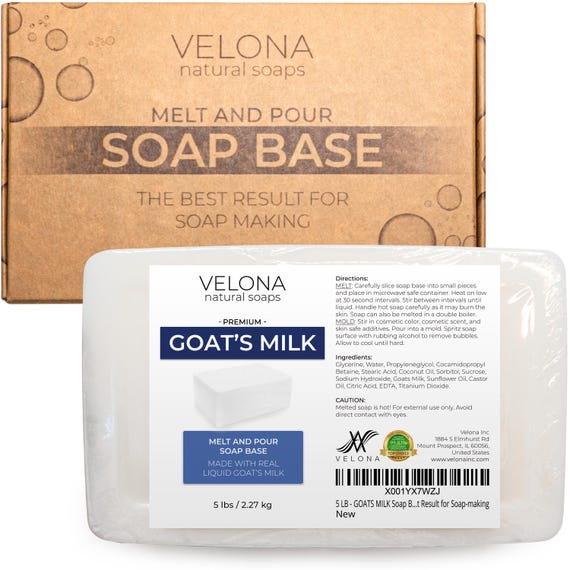 velona 5 LB - Goats Milk Soap Base SLS/SLES free | Melt and Pour | Natural Bars For The Best Result for Soap-making
