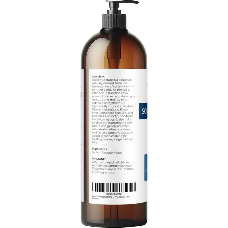 Sodium Lactate 60% - 32 Fl Oz | USP Grade Natural Preservative | For Soap & Lotions | Harder Bar of Soap, pH Regulator, Glycerin substitute image 3