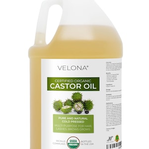velona USDA Certified Organic Castor Oil - 64 Fl Oz For Hair, Boost Eyelashes, Eyebrows | Cold pressed, USP Grade | Hexane Free, Lash Serum