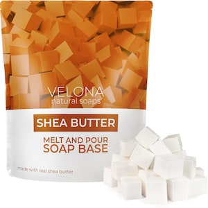 2 LB - Shea Butter Soap Base by Velona | Pre Cut Cubes | SLS/SLES Free | Glycerin Melt and Pour |Natural for The Best Result for Soap-Making