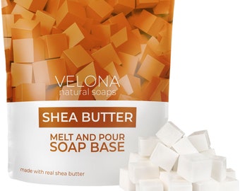2 LB - Shea Butter Soap Base by Velona | Pre Cut Cubes | SLS/SLES Free | Glycerin Melt and Pour |Natural for The Best Result for Soap-Making