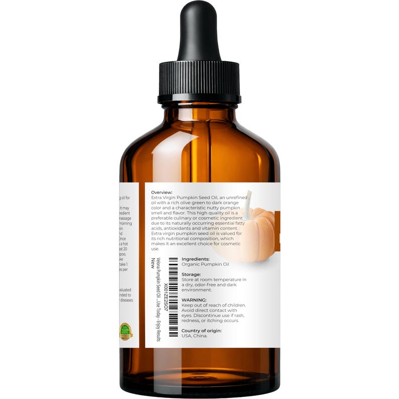 velona Pumpkin Seed Oil USDA Certified Organic - 4 Fl Oz | 100% Pure and Natural | Unrefined, Cold Pressed | Cooking, Hair & Skin image 3