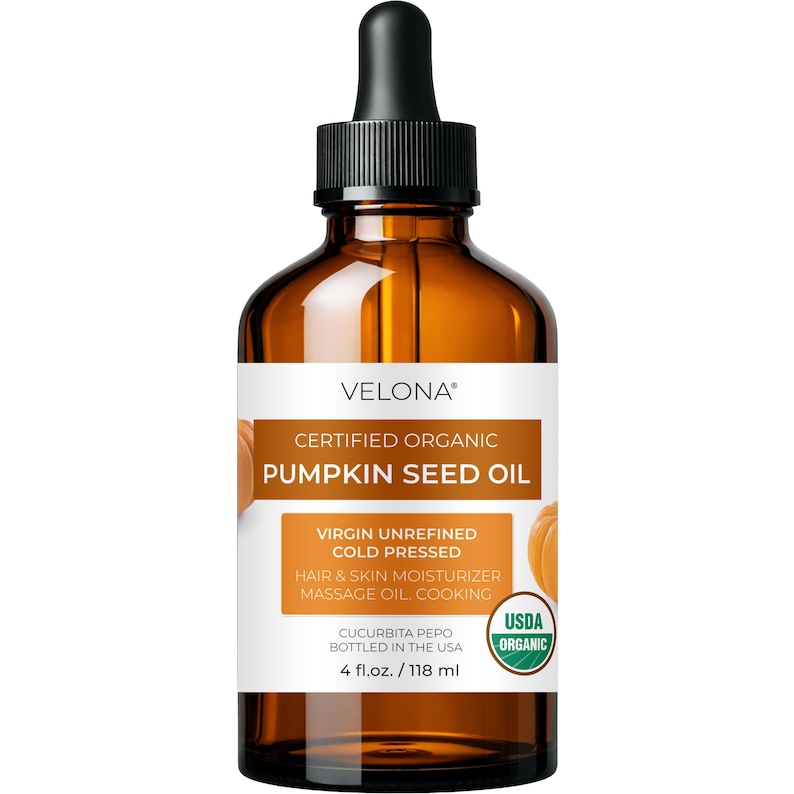 velona Pumpkin Seed Oil USDA Certified Organic - 4 Fl Oz | 100% Pure and Natural | Unrefined, Cold Pressed | Cooking, Hair & Skin image 1