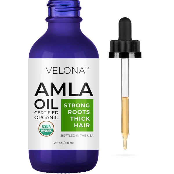 velona Amla Oil USDA Certified Organic - 2 oz | 100% Pure and Natural Carrier Oil | Extra Virgin, Unrefined, Cold Pressed | Hair Skin Care