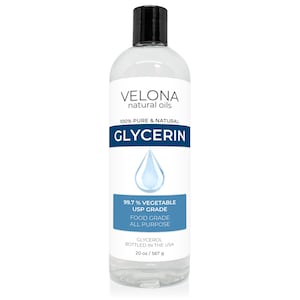 Glycerin Vegetable USP Grade by Velona 3 oz-10 lb | 100% Pure and Natural Carrier Oil | Hair and Face Moisturizer for Dry Skin, Bubble Bath