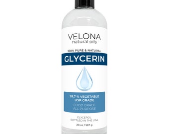 Glycerin Vegetable USP Grade by Velona 3 oz-10 lb | 100% Pure and Natural Carrier Oil | Hair and Face Moisturizer for Dry Skin, Bubble Bath