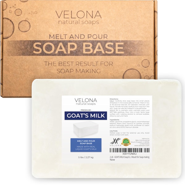 velona 5 LB - Goats Milk Soap Base SLS/SLES free | Melt and Pour | Natural Bars For The Best Result for Soap-making