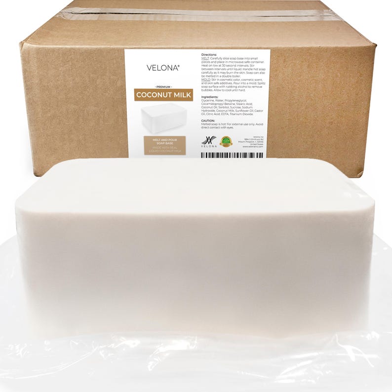 velona 25 LB - Coconut Milk Glycerin Soap Base Bulk SLS/SLES Free | Melt and pour | Natural Bar for The Best Result for Soap Making image 1