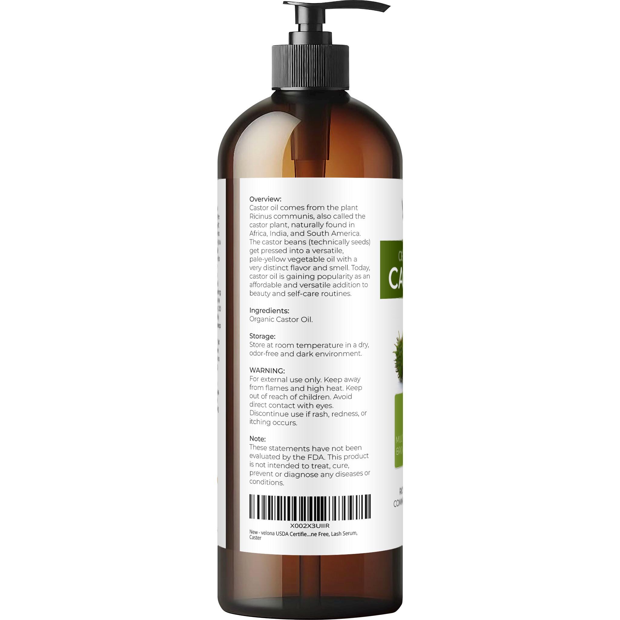 PHATOIL Castor Oil Organic Cold Pressed Unrefined Glass Bottle - View #5