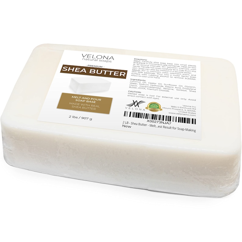 velona 2 LB Shea Butter Melt and Pour Soap Base SLS/SLES free Natural Bars for The Best Result for Soap-Making image 2