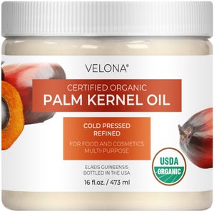 Velona USDA Certified Organic Palm Kernel Oil 2 Fl Oz-1 Gallon/128 Fl Oz | 100% Pure and Natural Carrier Oil Refined Cold Pressed Skin Care