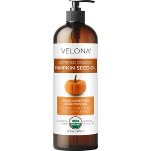 velona Pumpkin Seed Oil USDA Certified Organic - 16 Fl Oz | 100% Pure and Natural Carrier Oil | Unrefined, Cold Pressed | Hair, Body Care