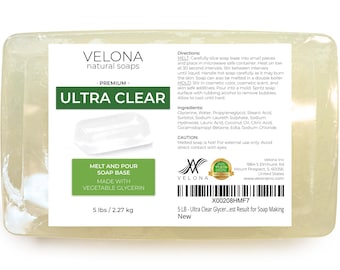 velona 5 LB - Ultra Clear Glycerin Soap Base SLS/SLES Free | Melt and pour | Transparent Natural Bar for The Best Result for Soap Making