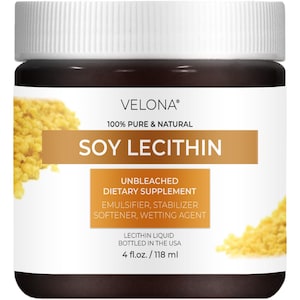 velona Pure Liquid Soy Lecithin 4 Fl Oz | Food Grade | Unbleached| Emulsifier, Stabilizer, Softener, Smoother, Wetting Agent