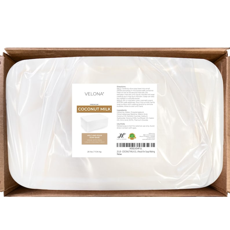 velona 25 LB - Coconut Milk Glycerin Soap Base Bulk SLS/SLES Free | Melt and pour | Natural Bar for The Best Result for Soap Making image 5