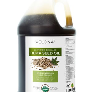velona Hemp Seed Oil USDA Certified Organic - 64 Fl Oz | 100% Pure and Natural Carrier Oil | Unrefined, Cold Pressed | Hair & Skin Care