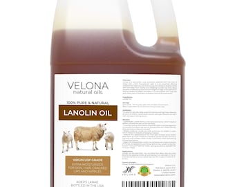 velona Lanolin Oil USP Grade 112oz | 100% Pure and Natural Carrier Oil | Refined, cold pressed | Skin, Hair, Body & Face Moisturizing