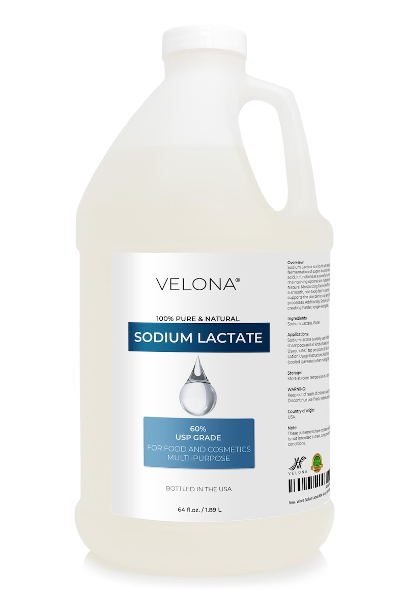 Sodium Lactate 60% - 64 Fl Oz | USP Grade Natural Preservative | For Soap & Lotions | Harder Bar of Soap, pH Regulator, Glycerin substitute image 1