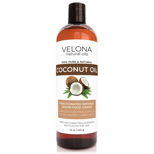 Coconut Oil by Velona 2 oz - 7 lb | 100% Pure and Natural Carrier Oil | Fractionated, Ultra Refined | Skin, Face, Body, Hair Care